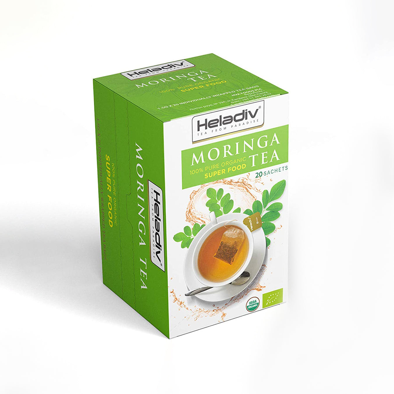 HELADIV Organic Moringa Superfood Tea, 20 Individually Sealed Tea Bags