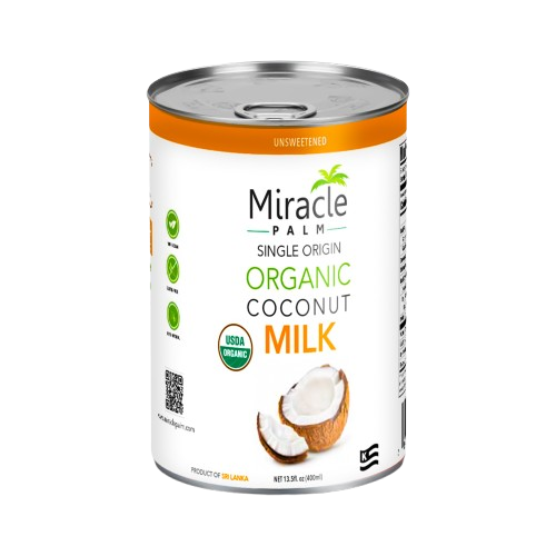 Miracle Palm Organic Canned Coconut Milk 18% Fat Unsweetened - 13.5 Fl Oz