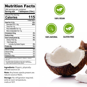 Miracle Palm Organic RBD Coconut Oil (RBD) Tasteless 1 Gallon