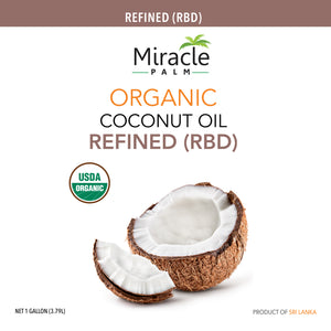Miracle Palm Organic RBD Coconut Oil (RBD) Tasteless 1 Gallon