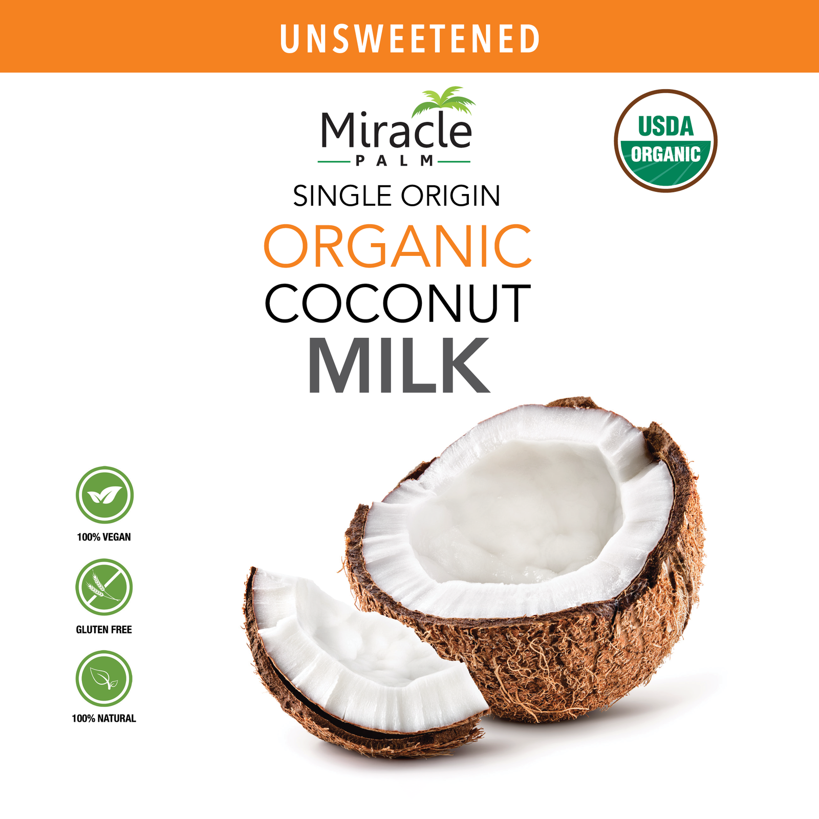 Miracle Palm Organic Aseptic Coconut Milk 18% Fat - Unsweetened  20kg (44lb) Bag in Box
