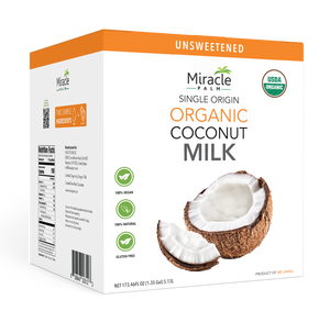 Miracle Palm Organic Coconut Milk 18% Fat - Unsweetened 5kg (11 lbs) Bag in Box