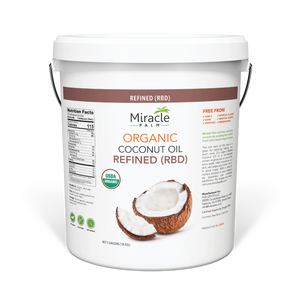 Miracle Palm Organic Refined Coconut Oil (RBD) Tasteless 5 Gallon Pail