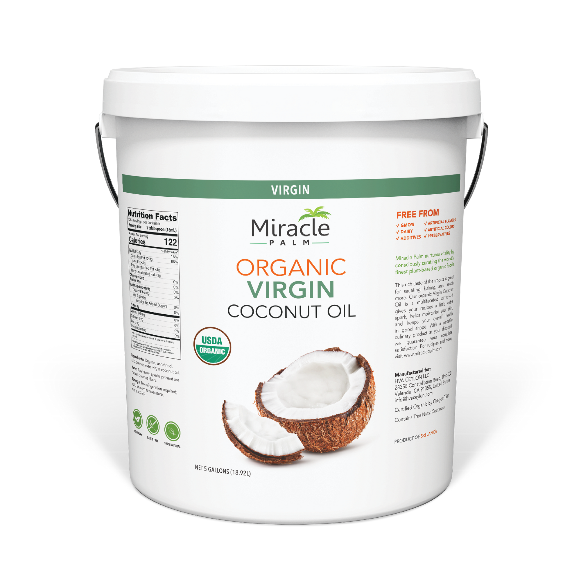 Organic Virgin Coconut Oil (5 Gallons)